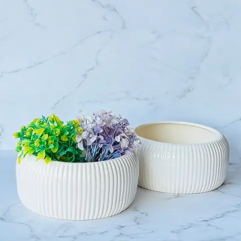 White pot — HV-WHT-005, H 10 × D 12.5 cm