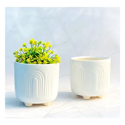 Gate Pot, White pot — HV-WHT-009, H 15 × D 15 cm
