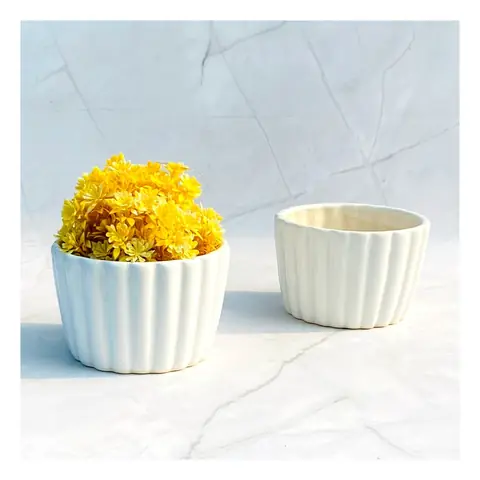 Lining Bowl, White pot — HV-WHT-011, H 7.5 × D 11.5 cm