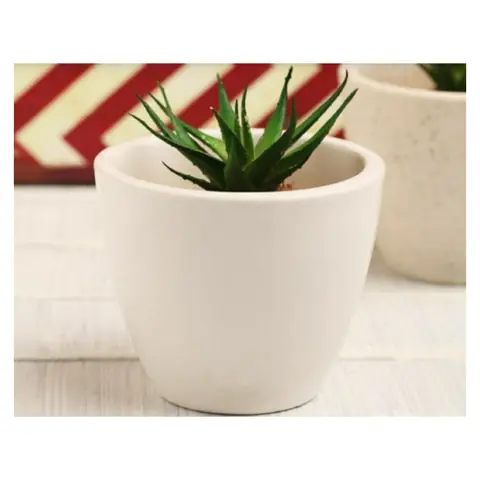 Small Egg Pot, White pot — HV-WHT-013, H 7.5 × D 9 cm