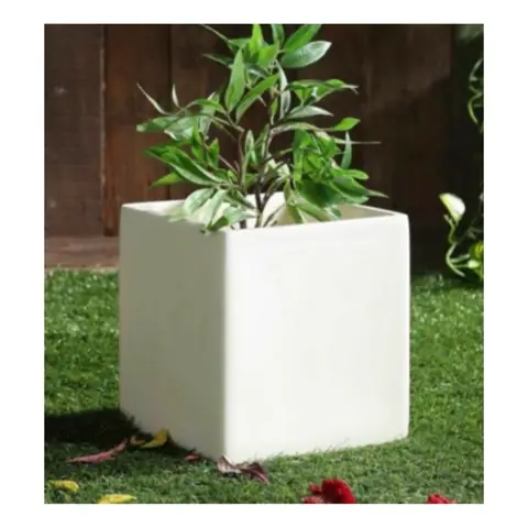 Big Square, White pot — HV-WHT-023, H 12.5 × D 12.5 cm