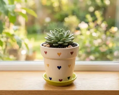 Pot with Plate, Zimmerpflanzentopf — HV-IND-002, H 9 × D 9 cm
