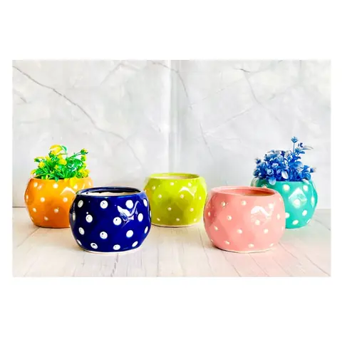 Zigzag Ball Pot, Zimmerpflanzentopf — HV-IND-135, H 10 × D 10 cm