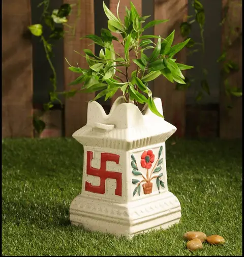 Big Tulsi, Zimmerpflanzentopf — HV-IND-182, H 20,5 × D 15 cm