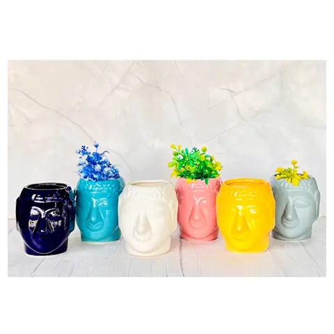 Glossy Small Buddha, Sculptural pot — HV-STA-011, H 16.5 × D 12.5 cm