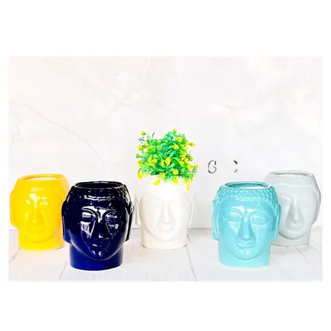 Glossy Shoulder Buddha, Sculptural pot — HV-STA-012, H 18 × D 12.5 cm