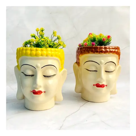 Cute Buddha, Sculptural pot — HV-STA-017, H 18 × D 15 cm