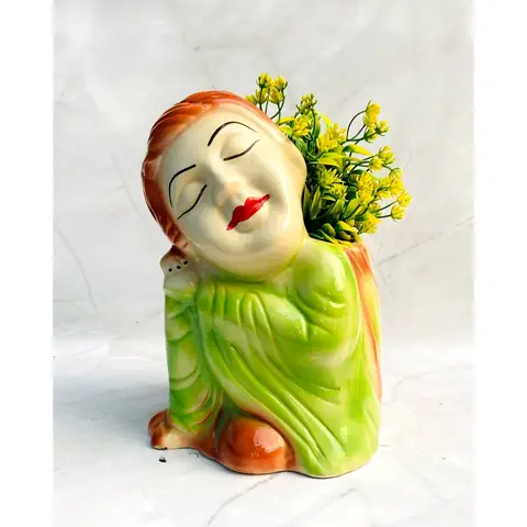 Peace Sleeping Girl, Sculptural pot — HV-STA-023, H 25.5 × D 18 cm