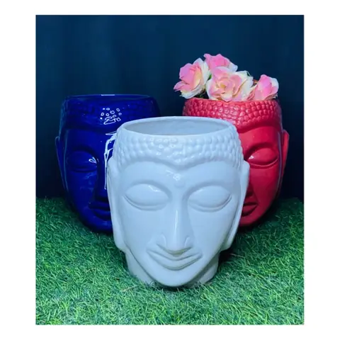 Smile Big Buddha, Sculptural pot — HV-STA-027, H 24 × D 15 cm