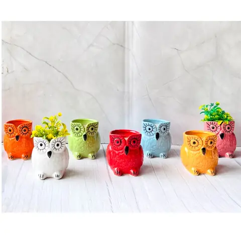 Owl, Tierfigur-Topf — HV-ANI-023, H 11,5 × D 10 cm