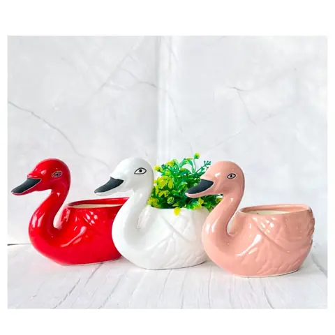 Reel Duck Pot, Tierfigur-Topf — HV-ANI-029, H 20,5 × D 12,5 × L 24 cm