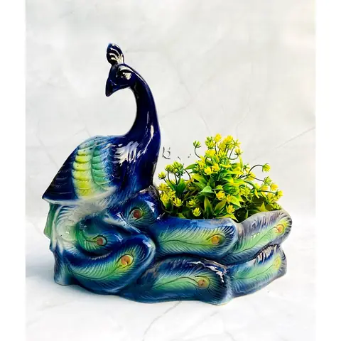 Dancing Peacock, Tierfigur-Topf — HV-ANI-036, H 33 × D 33 cm