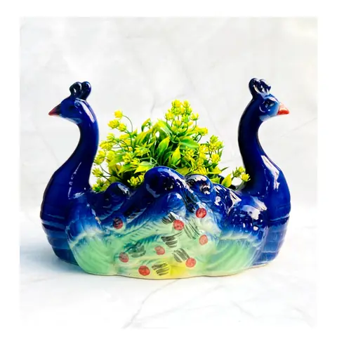 Double Face Peacock, Tierfigur-Topf — HV-ANI-037, H 24 × D 28 cm