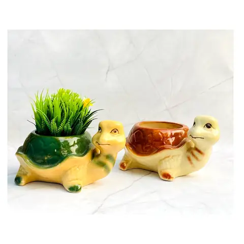 Turtle, Tierfigur-Topf — HV-ANI-039, H 12,5 × D 20,5 cm