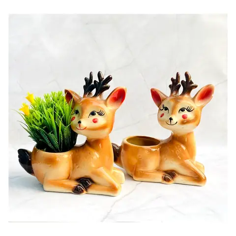 Sing Deer, Tierfigur-Topf — HV-ANI-040, H 20,5 × D 20,5 cm