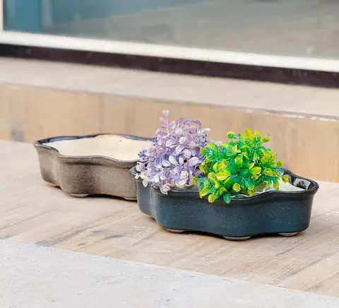 Bonsai planter — HV-BON-009, H 10 × D 20.5 × L 33 cm