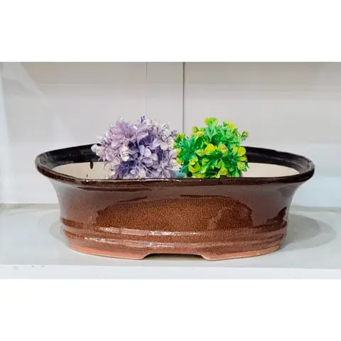 Bonsai planter — HV-BON-020, H 12.5 × D 33 × L 45.5 cm