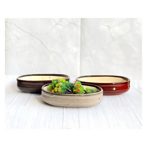 Big Oval Bonsai, Bonsai planter — HV-BON-027, H 7.5 × D 28 cm