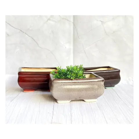 Big Rectangular Tray, Bonsai planter — HV-BON-029, H 10 × D 20.5 cm