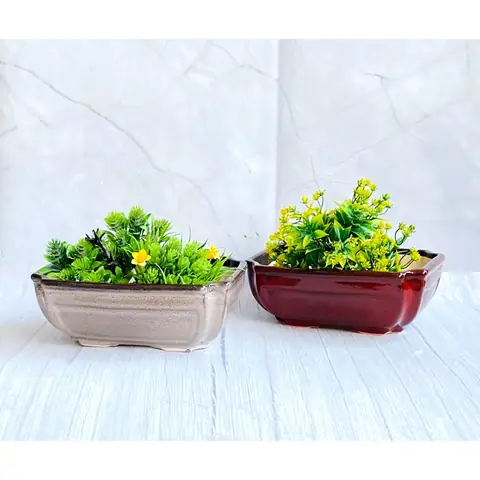 Small Rectangular Bonsai, Bonsai planter — HV-BON-030, H 10 × D 25.5 cm