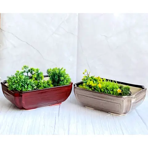 Big Rectangular Bonsai, Bonsai planter — HV-BON-031, H 11.5 × D 32 cm