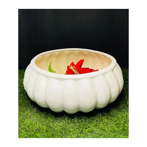Plain Pumpkin, Bonsai planter — HV-BON-037, H 15 × D 33 cm