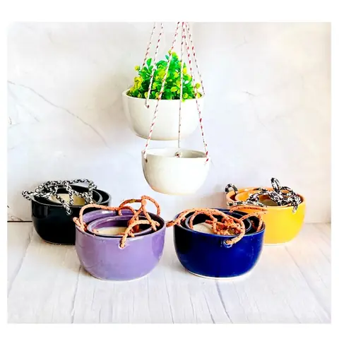 Pyala Hanging — 2 pièces, Pot suspendu — HV-HNG-007, H 10 × D 19 / H 9 × D 14 cm