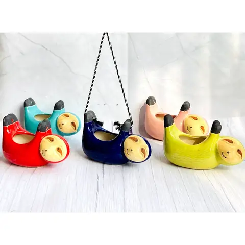Colourful Hanging Monkey, Pot suspendu — HV-HNG-010, H 12,5 × D 20,5 cm