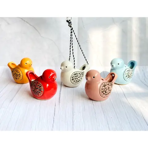 Colourful Hanging Bird, Pot suspendu — HV-HNG-011, H 12,5 × D 18 cm