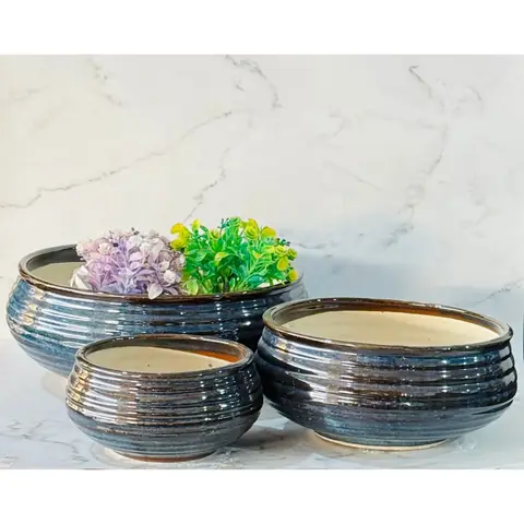 Topf-Set — 3-teilig, Topf-Set — HV-SET-034, H 12,5 × D 28 / H 11,5 × D 23 / H 9 × D 15 cm