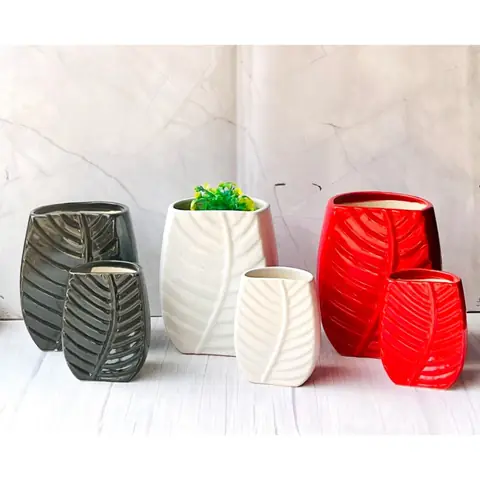 Leaf Pot — 2-teilig, Topf-Set — HV-SET-054, H 23 × D 18 / H 15 × D 12,5 cm