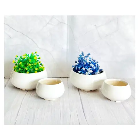 Bowl Bonsai — 2-teilig, Topf-Set — HV-SET-057, H 10 × D 18 / H 7,5 × D 11,5 cm