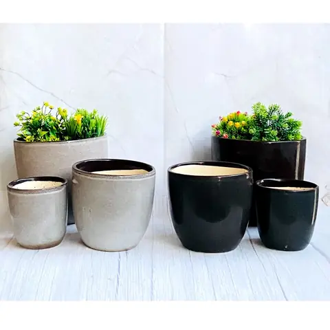 Round Pot — 3-teilig, Topf-Set — HV-SET-066, H 20,5 × D 23 / H 16,5 × D 16,5 / H 12,5 × D 12,5 cm