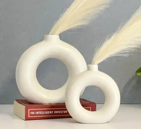 Ring Vase — set of 2, Decor vase — HV-VAS-008, H 20.5 × D 20.5 / H 15 × D 15 cm