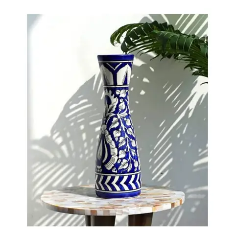 Bluepottery Pencil Vase, Decor vase — HV-VAS-028, H 33 × D 6.5 cm
