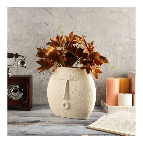 Round Face Vase, Decor vase — HV-VAS-037, H 15 × D 10 cm