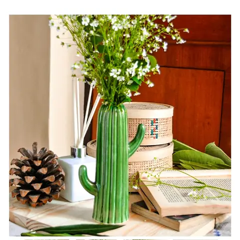 Medium Cactus Vase, Decor vase — HV-VAS-056, H 23 × D 4 cm